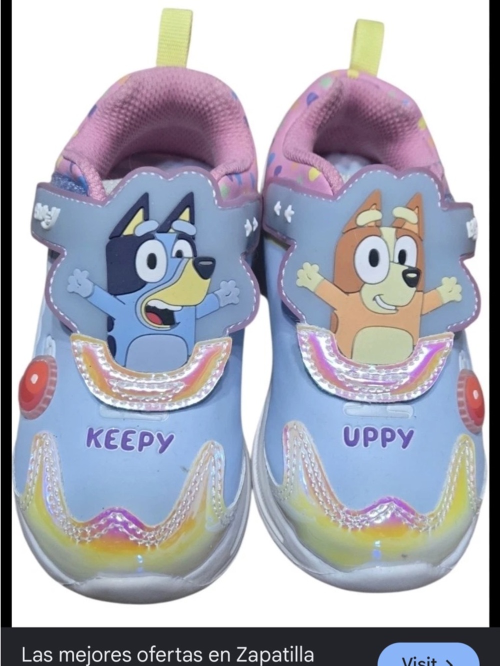 Bluey Light Up Sneakers Toddler Girls Size 6 Blue Bingo & Bluey Hook Loop Shoes